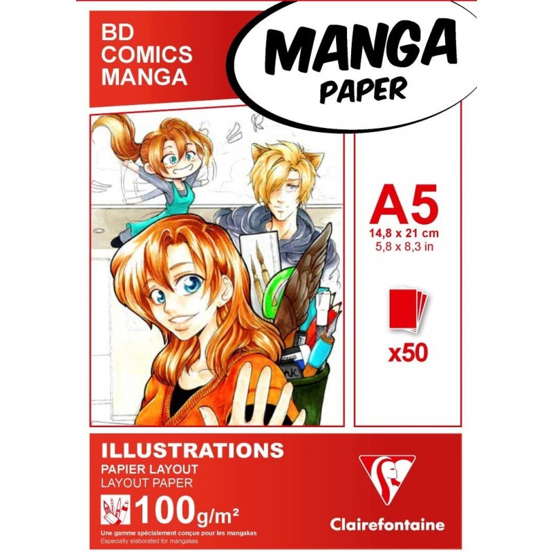 Blocco di Carta Manga Illustrations - A5 50 Fogli 100gr. - Clairefontaine