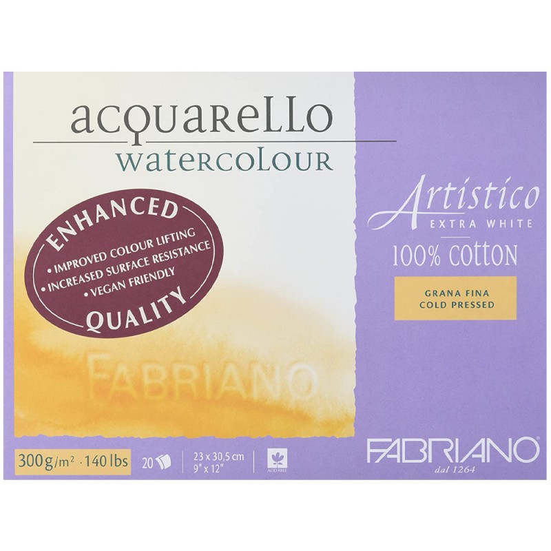 Blocco di Carta Artistico Extra White Grana Fine 300gr. - 100%Cotone